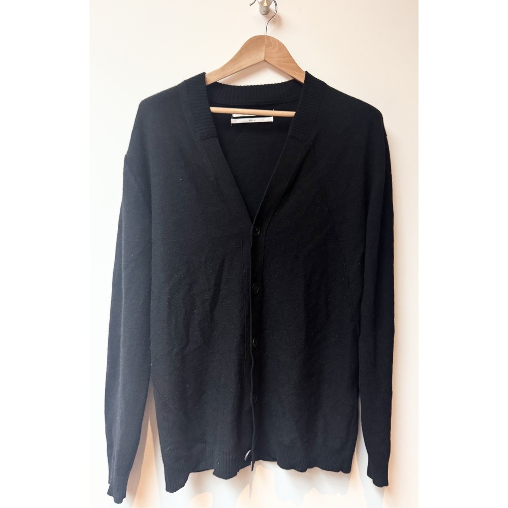 Robert Geller NY Men's Black Cashmere-Wool Blend Cardigan Button-Up Sweater Sz L